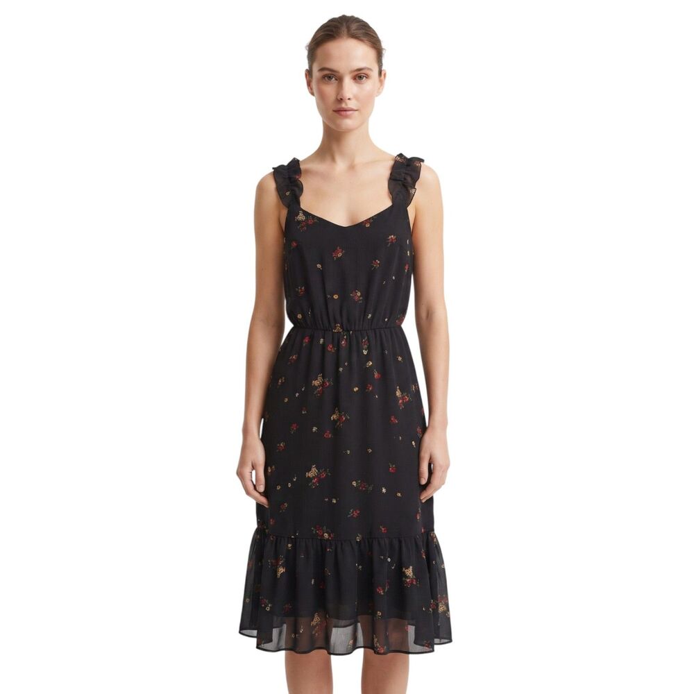 Who What Wear Black Floral Maxi Dress Large